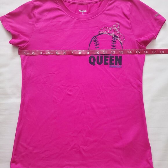 Reebok Girls Diamond Queen Pink Play Dry Crew Neck Short Sleeve T-Shirt L 12-14 - Picture 11 of 12